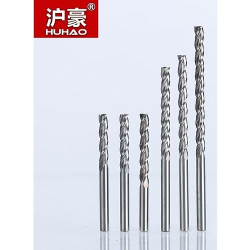 HUHAO 5pcs/lot Shank 3.175mm 3 Flute Spiral Cutter Router Bits For Wood CNC End Mill Carbide Milling Cutter CEL 12-42mm