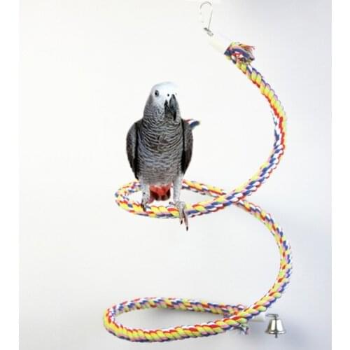Bird Toys Hanging Parrot Climbing Toy Bird Rope Perch Rainbow Color Swing Toy Cage Accessories for Small and Medium Bird