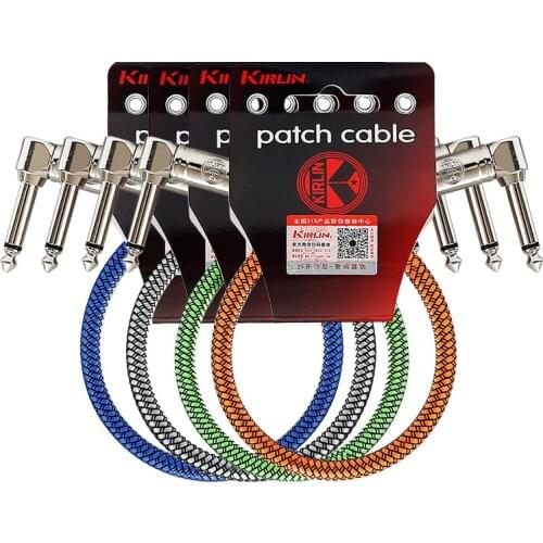 4pcs Kirlin 0.3 Meter Patch Cable Effect Pedal Weave Cloth Cable 1/4" Angle to Angle Mono Plug Cable