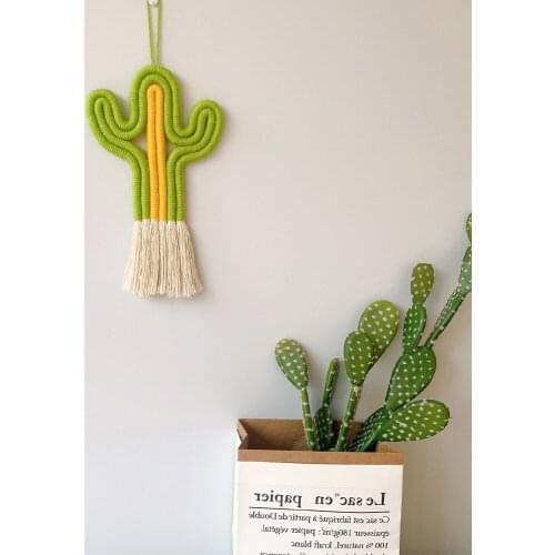Cactus Handmade Hanging Decorations Macrame Weaving Plants Girls Boys Kids Room Decoration Home Nursery Party Holiday Wall Decor