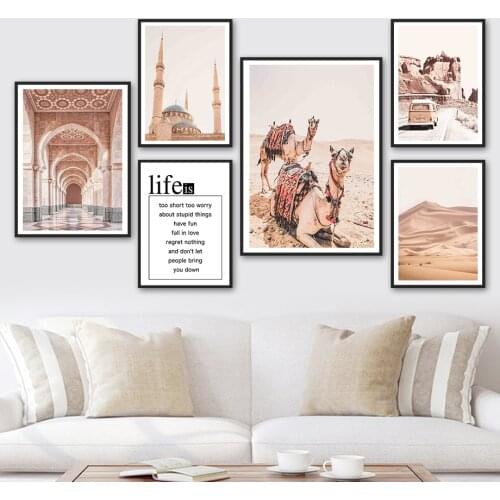 Taj Mahal Muslim Camel Desert Van Quote Wall Art Canvas Painting Nordic Posters And Prints Wall Pictures For Living Room Decor