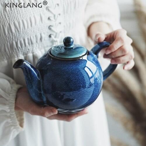 Kinglang 2021 NEW Ceramic Teapot Retro Design Teapot Vintage Household Black Tea Set Restaurant Customization Teapot