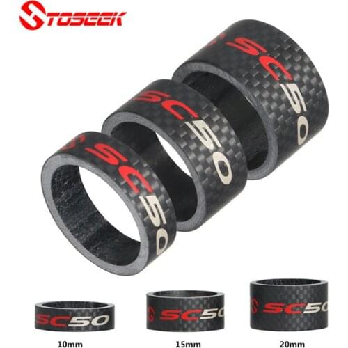 TOSEEK1-1/8 inch Bicycle Headset Carbon Fiber Washer Set MTB Bike Stem Washer Spacer 3K Matte 10/15/20mm Bicycle Accessories