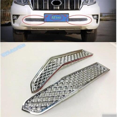 Lapetus Auto Styling Front Under Grid Grille Grill Cover Trim 2 Pcs ABS Fit For Toyota Land Cruiser Prado FJ150 2018 2019 2020