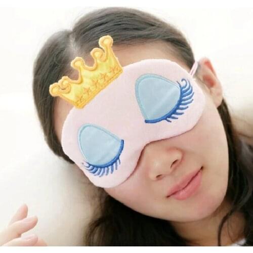 Lovely Pink/Blue Crown Sleeping Mask Crown Eyeshade Eye Cover Travel Cartoon Long Eyelashes Blindfold Gift For Women Girls les