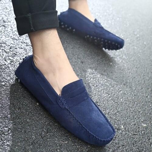 Fashion Men Shoes Handmade Suede Genuine Leather Mens Loafers Moccasins Slip On Mens Flats Male Driving Shoes Men Casual Shoes