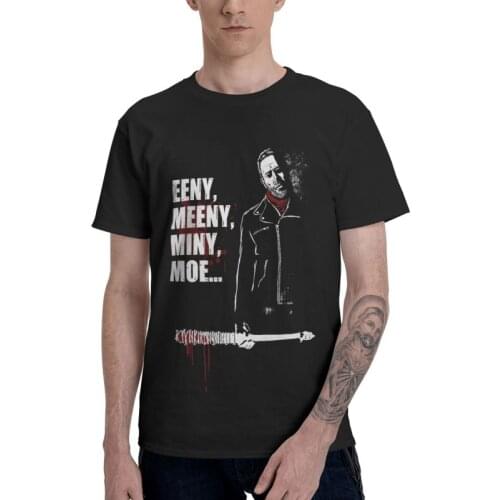 Eeny Meeny Miny Moe T Shirt For Men Cotton T-shirt Tshirt Short Sleeve Horror Drama TV Show The Walking Dead Lucille Negan Tee