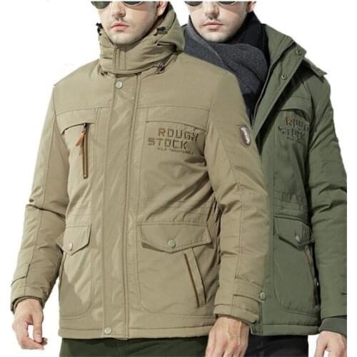 Men Winter Jacket Pop Fashion Hooded Thick Fleece Coat Multi-pockets Warm Outerwear Plus Size 5XL 6XL Male Casual Abrigo Hombre