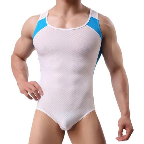 Mens Undershirts Sport Bodysuits Fitness Jumpsuits One-piece Leotard Wrestling Singlet Seamless Sexy Underwear Swim Beachwear