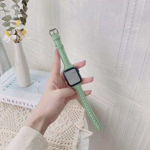 Excellent Slim Strap For Apple Watch SE6 5 42/44mm Leather Bracelet for Iwatch Band Series 3 2 1 38/40mm Accessories Wristband