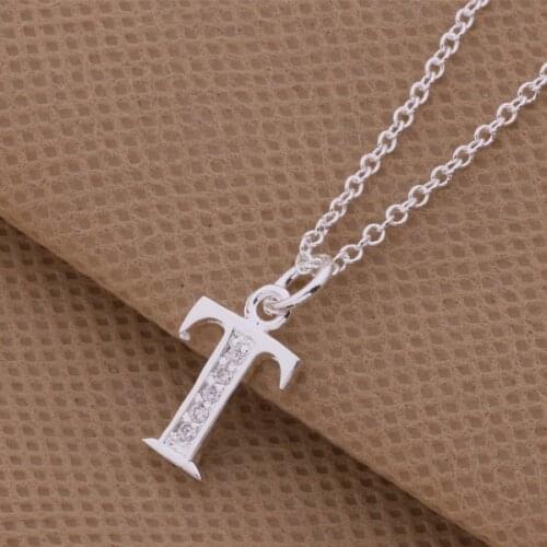 Top quality Silver color letters P, Q, S, T pendant necklace with zircon jewelry pretty cool birthday gift hot