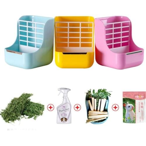 Pet Rabbit Bunny Feeder Bowl Plastic Rabbit Cat Bowl Two-in-One Hedge Pet Small Animals Feeding Waterer Equipment Wholesales