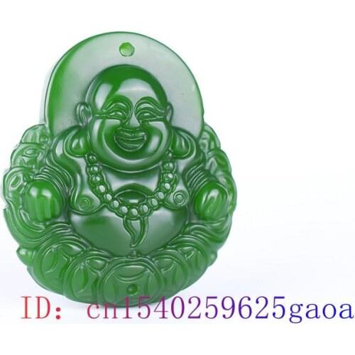 Green Jade Maitreya Pendant Fashion Amulet Gifts Women Necklace Jadeite Buddha Natural Charm Men Chinese Jewelry Carved