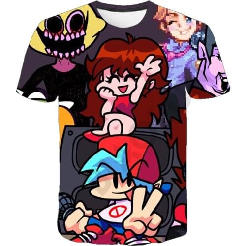 Popular Music Game Friday Night Funkin 3D T-shirt Boys and Girls Fashion Clothes Summer Short-Sleeved Tops Cartoon Anime Tshirts