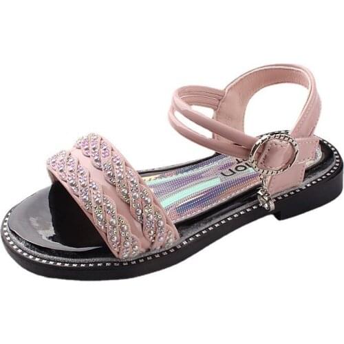 Girls Sandals 2021 Summer New Childrens Shoes Kids Beach Shoes Girl Sandals Princess Shoes Bright Diamond Butterfly Flats Chic