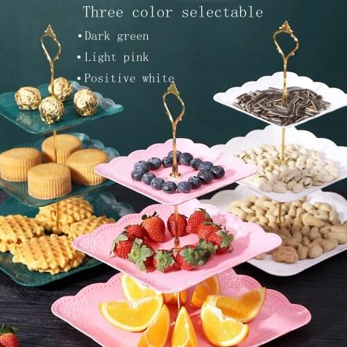 Detachable Cake Stand 3Tier Cake Plate Stand Snack Dishes Inlay Bone China Fruit Plates Cupcake Fruit Plate Serving Tableware1PC