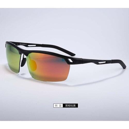 Mix wholesale Aluminum Sunglasses polarized man glasses colorful mirror lens half rim tea gray lens anti uv400 Anti-reflective