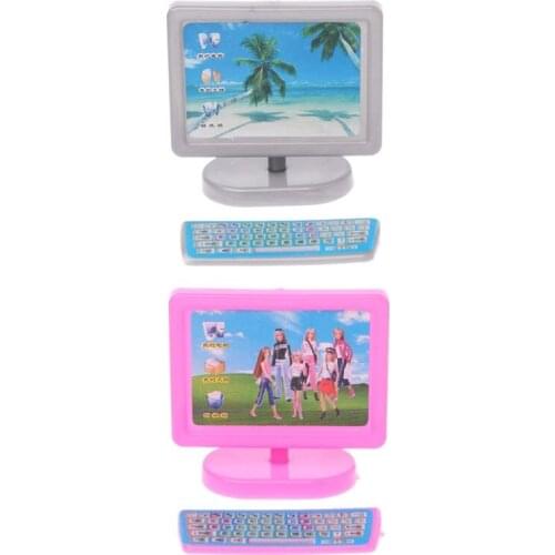 Modern Computer Dollhouse Miniature Furniture For Barbie Doll Kid Toy Girl Gift 30cm Dolls Accessories 95AE