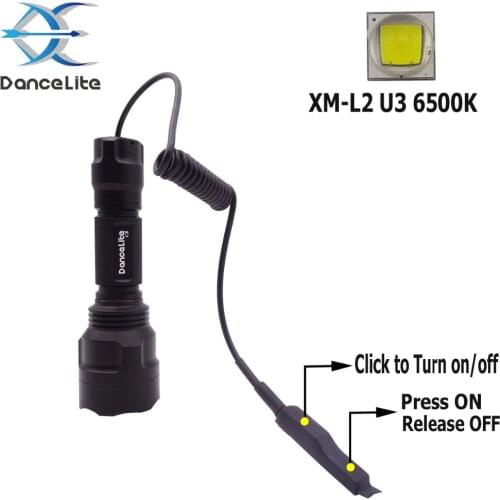 Special For Hunting DanceLite C8 XM-L2 U3 1MODE(on/off) LED Hunting Flashlight Torch Lantern + Dual Mode Remote Switch
