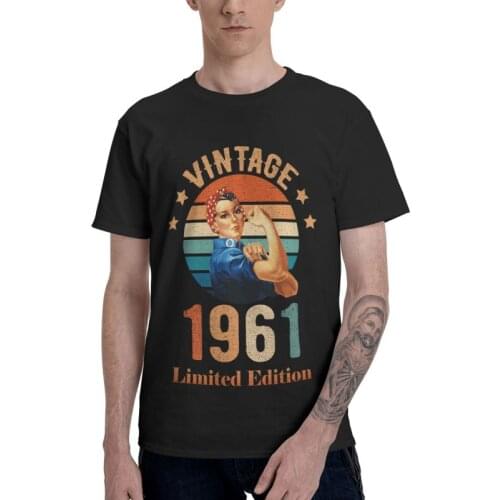 Vintage 1961 Limited Edition T Shirt Mens Cotton T-shirt Fashion Tshirt Short Sleeve Rosie Womens 60th 60 Years Old Birthday Tee