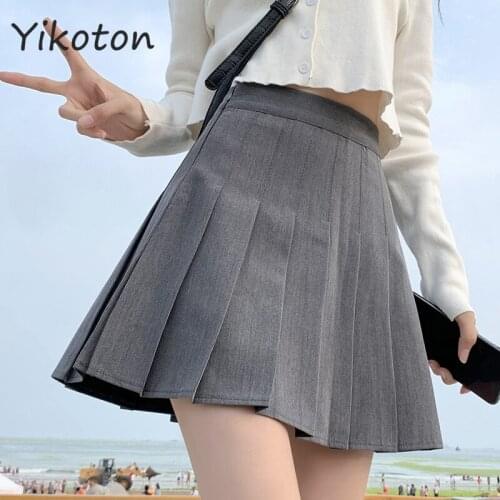 Women High Waist Pleated Skirt y2k Summer Autumn Casual Kawaii A-line Plaid Skirts Japanese School Uniform Mini Skirts for Girls