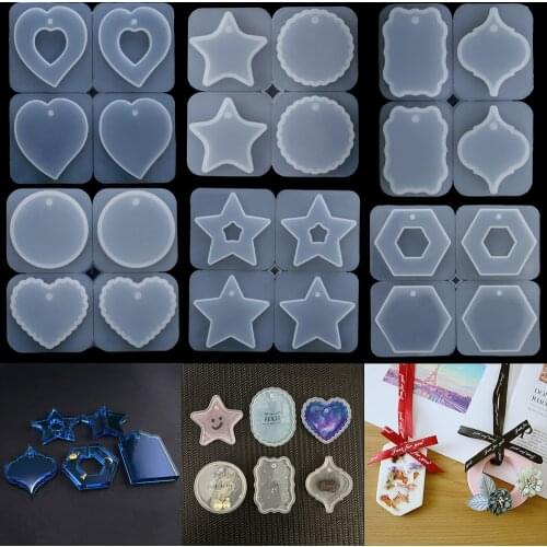 4pcs/set Transparent Big Scalloped Tag Silicone Mould Dried Flower Resin Mold Decorative Craft For DIY Pendant Epoxy Resin Molds
