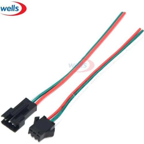 10 Pair 3pin JST Connector Male & Female Cable Wire for WS2811 WS2812B RGB LED Strip