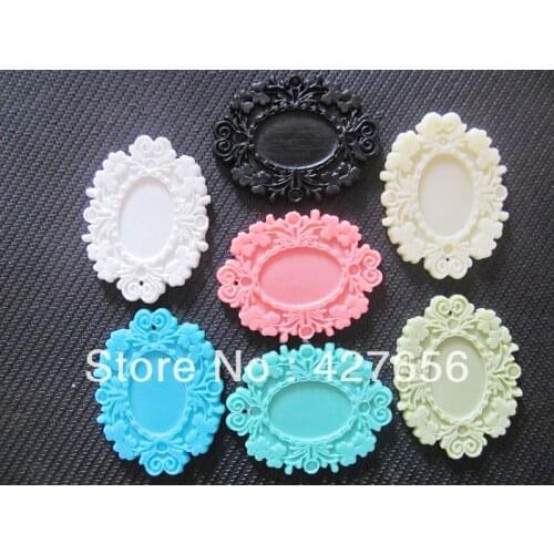 10pcs Oval Thick Flatback Resin Flower Frame Charm Finding,Filigree Border Base Setting Tray,for 17x24mm Cabochon/Picture/Cameo