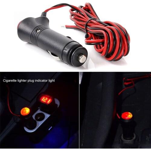 12V/24V Cigarette Lighter Plug With Switch Light Red Power Cord 1M Car Cigar Lighter Power Cord Belt Multifunctional Wire
