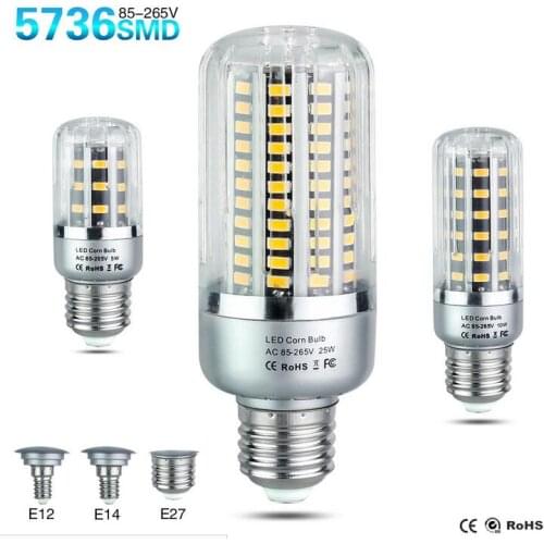 25W 20W 15W 10W 5W LED Lamp E27 E14 110V 220V Corn Bulb Full Aluminum Cooling No Flicker SMD5736 LED Lamps Light