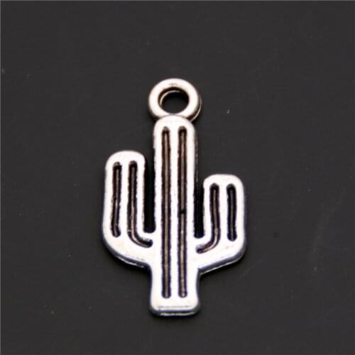 30pcs Charms Cute Flat Cactus Shape Silver Color Pendant For DIY Handmade Jewelry Making Findings Accessories