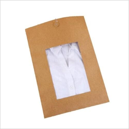 5pcs Shirt Clothing Kraft Paper Document Bag Kraft Black White Paper Card Packaging Bag With Window