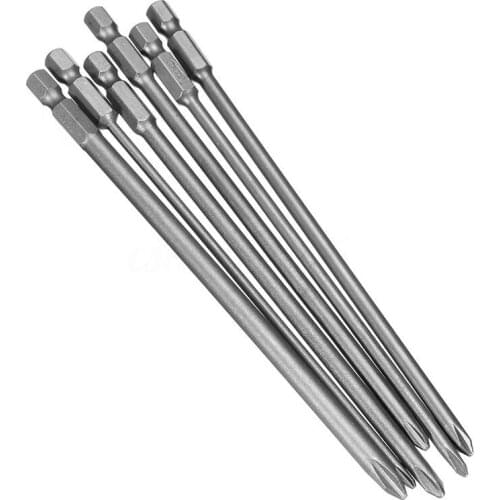 6Pcs Shank 1/4 inch S2 Steel 150mm Long Magnetic Hex Cross Head Screwdriver Bit Set