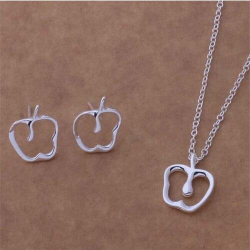 AS106 Hot Sale Silver Plated Color Jewelry Sets For Women Wholesale High Quality Classic Earring 208 + Necklace 588