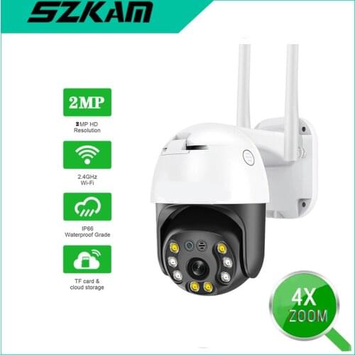 2MP Wireless Wifi PTZ Dome Camera HD Full Color Night Vision Remote View Two Way Audio Surveillance Camera H.265 Network Onvif