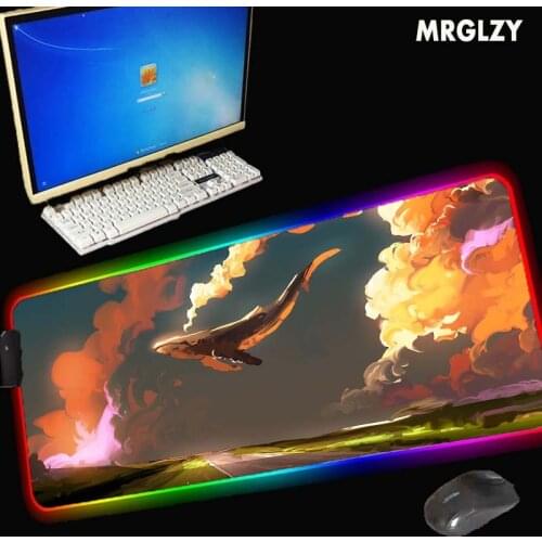 Big fish large mouse pad LED game accessories office RGB desk mat natural rubber non-slip waterproof household carpet mat XXL