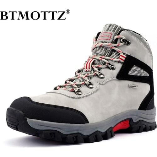 Brand Mens Ankle Boots Waterproof Leather Sneakers Breathable Outdoor Men Hiking Boots No-slip Mens Work Shoes Size 39-47