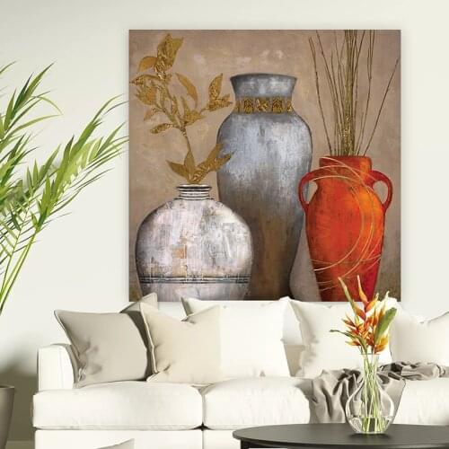 Europe Vintage Canvas Painting Wall Decor Mia Casa A Portofino Flower Vase Nordic Art Poster and Prints Picture for Room Decor