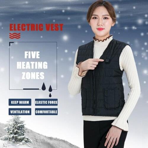 Zone 5 Heated Cotton Vest Heating Jacket Winter USB Heating Vest Womens Jacket Black Mens Jacket Waistcoat For Sports Hiking