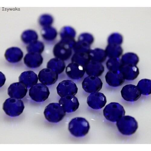 Isywaka Deep Blue Colors 4*6mm 50pcs Rondelle Austria faceted Crystal Glass Beads Loose Spacer Round Beads for Jewelry Making