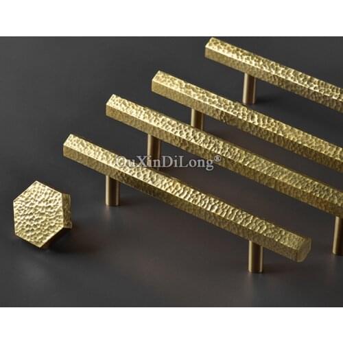 Exquisite 10PCS European Solid Brass Cabinet Door Handles Hand Hammer Cupboard Wardrobe Kitchen Wine Cabinet Pulls Handles&Knobs