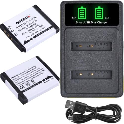 Klic-7004 D-Li68 Battery and Charger for Fujifilm NP-50, Fuji X10 X20 F50 F75 F665 F775, for Kodak M1033 M1093 V1073 Zi8 Zi12