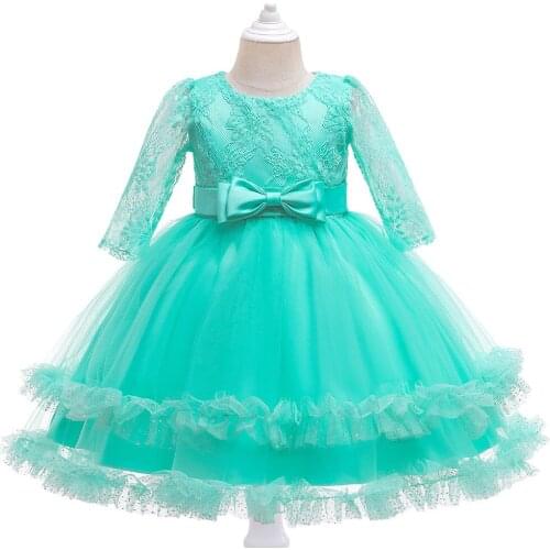 Lace Long Sleeves Flower Girls Dress For Wedding and Party Dress Children Costume Kids Dresses For Girls Princess Dress Vestido