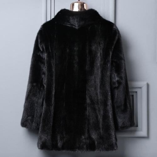 2018 new nine-point sleeve stand collar black female mink fur outerwear coats womens fashion jacket