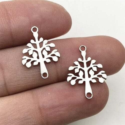 Small Life Tree Pendant 6Pcs 13*18mm Christmas Peace Tree Charm Never Fade Diy Accessory Jewelry Making