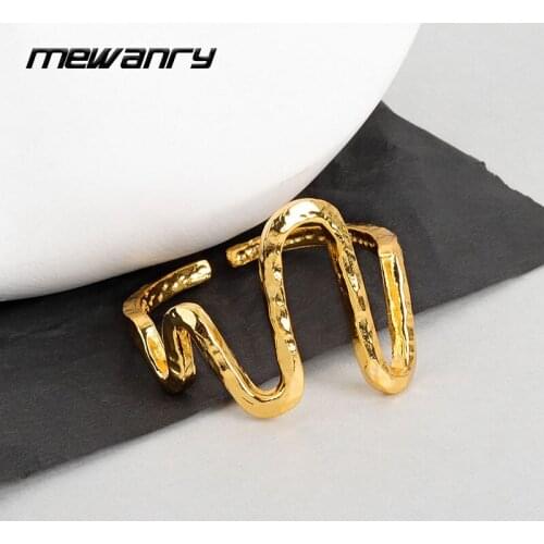 Mewanry 925 Sterling Silver Rings for Women New Trend Creative Adjustable Irregular Wavy Lines Party Jewelry Vintage Accessories