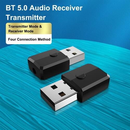 Mini USB Bluetooth 5.0 Audio Receiver Transmitter Wireless Music Dongle Adapter 3.5mm AUX Jack for Car TV PC Speaker Headphones