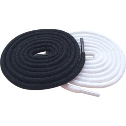 Weiou Fashion Black & White Round Cotton Shoelaces 0.6cm Coloured Trainer Dress Shoe Laces For Sneakers Hiking Casual Boots