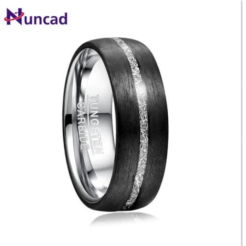 8mm Width Mens Tungsten Carbide Ring Inlaid Carbon Fiber Imitation Vermiculite Tungsten Steel Ring Wedding Band Ring