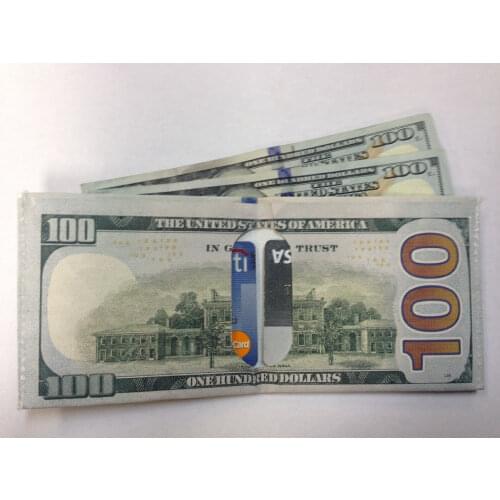 Men US Dollar Bill Wallet Bifold Leather Credit Card Photo Bag Card Holder Male Purse Money Bags